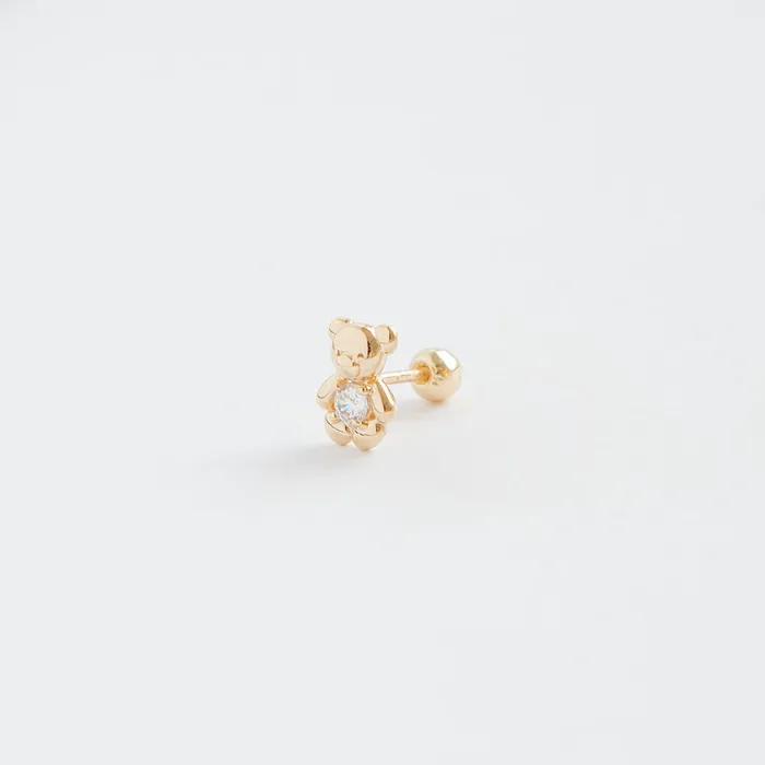 14k Teddy Bear Stone Piercing (14k Gold) E03
