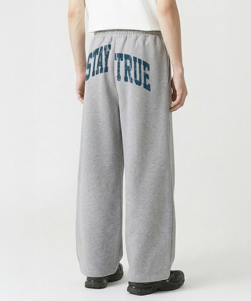 PRINOAR Arch Stay Blue String One-Pleat Wide Pants - Melange