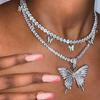 Damenmode Chic Shiny Hollow Schmetterling Halskette Anhänger