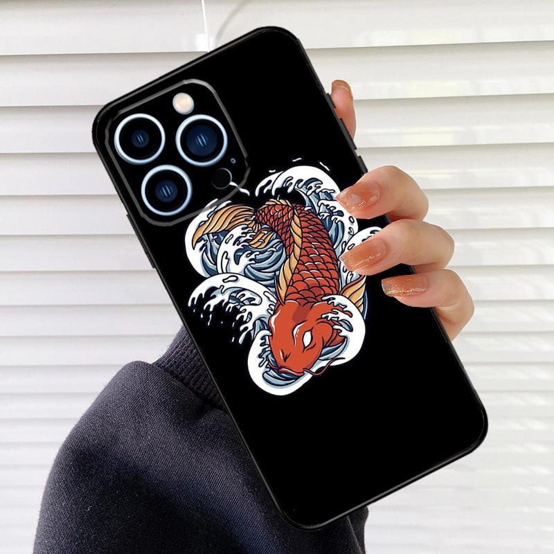 Tattoo Japanese Koi Dragon Wave Phone Case For iPhone 16 14 13 12 11 15 17 Pro Max mini 15 16 Plus 16e 17 Air Cover Fundas