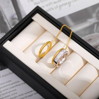 Chic Punk Chain Ring 18K Gold Silver Elegant Tassel Metal Rings Zircon Stackable Finger Ring for Women