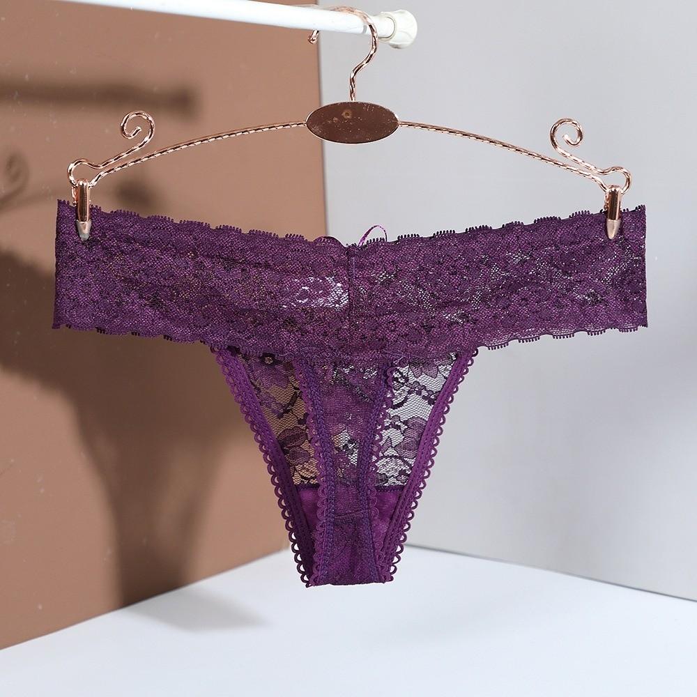 Sheer Women Lace Flower Briefs Mid Waist Floral Underpants Fashion Lace Thong Panties Underwear