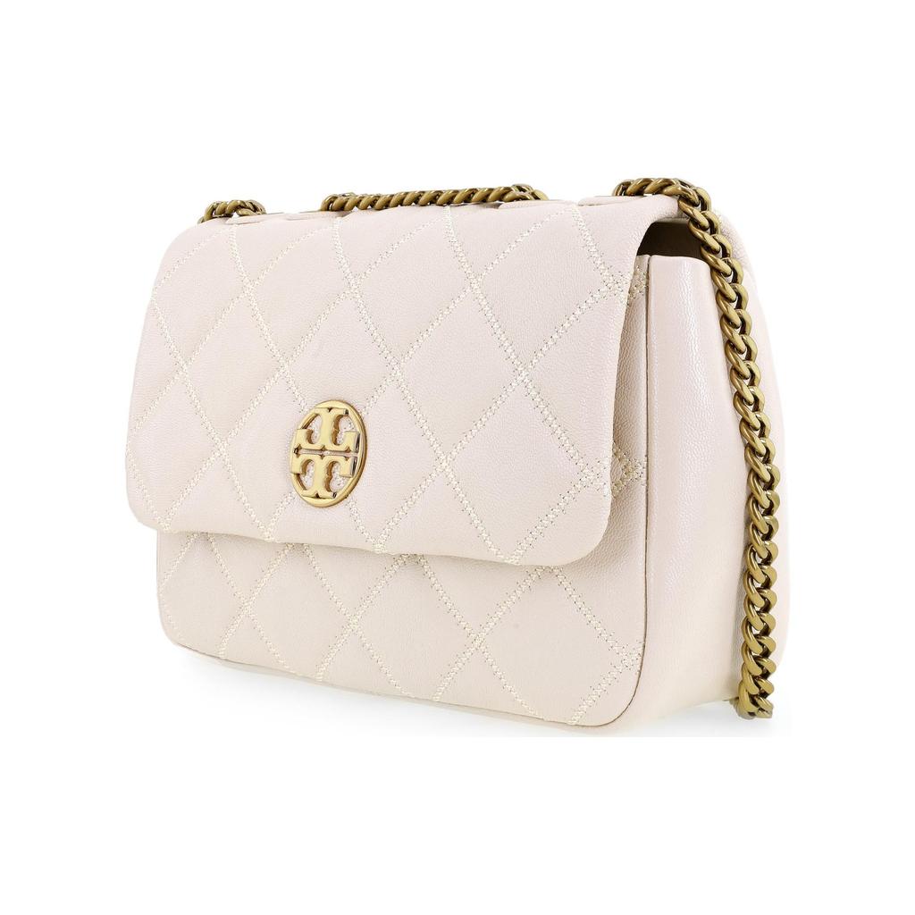 Tory Burch TB-Willa Quilted Chain Leather Square Messenger Bag Women Handbags Brie-Cheese-White 148243-724
