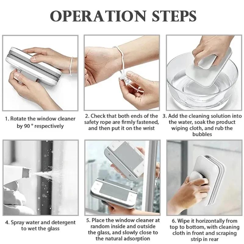 Nettoyeur de Vitres Magnétique 3-45mm Double Face Essuie-glace Vitre Brosse Nettoyante pour Laver les Vitres Outil de Nettoyage Ménager Extérieur