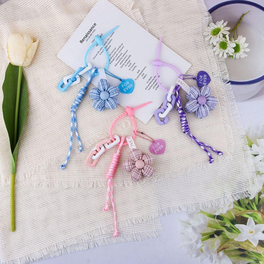 

Love Heart Flower Key Chain Cloth Bag Pendant Sweet Car Key Ring Ornament кофейный