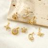 1 Piece Rotatable Brass Charm Pendant 18K Gold Plated Clear Rhinestone Flower Star Butterfly For DIY Necklace Jewelry Making