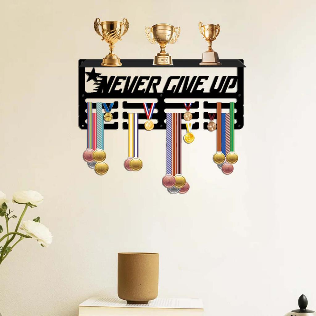 Wrought Wall Mounted Holder and Hook Rack for Displaying Awards