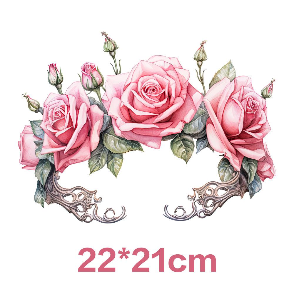 Flower Iron On Transfer Stickers Cute Design Ready To Press Heat Transfer Vinyl Decals Applique for T-Shirt Backpack Clothes