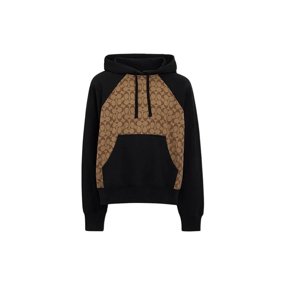 

Coach Ss24 Color Block Pattern Printed Hooded Pullover Long Sleeve Sweatshirt Men sweatshirt Khaki CO826-OFZ M