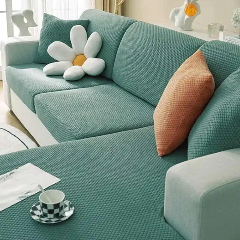 Stretch Washable L-Shaped Corner Sofa Mattress Polar Fleece Couch Cushion Slipcover Chaise Lounge Covers