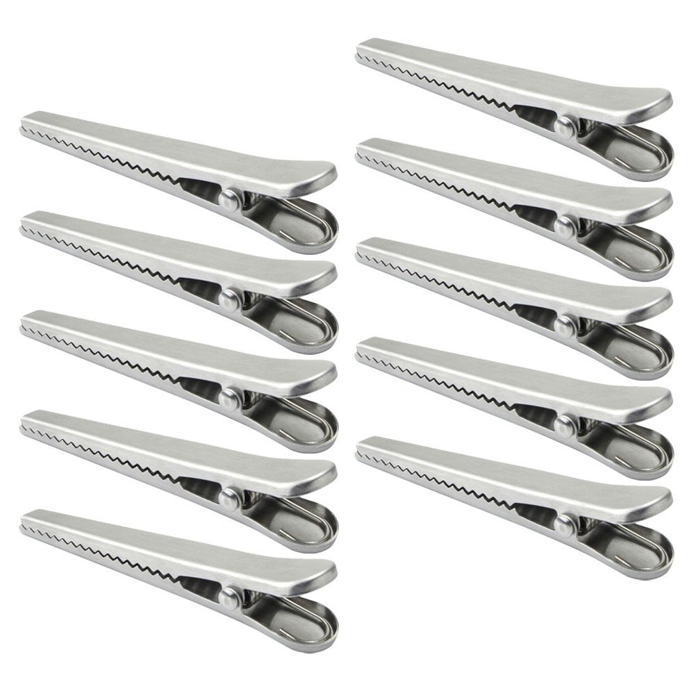 10 Pezzi Pinze a Coccodrillo in Acciaio Inox Morsetti Sigilla Sacchetti Alimentari Fermagli per Carta da Cucina Fermagli Riutilizzabili per Snack Pinza a Molla Ufficio