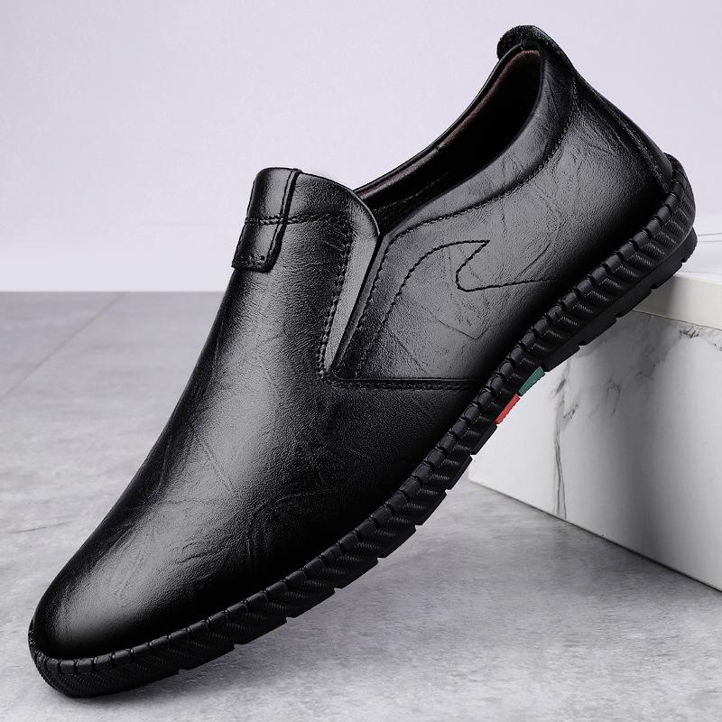 9001 Men'S Shoes Loafer Leather Shoes One-Pedal Lazy Driving Casual Shoes Spring Large Size Low-Top Foot Cover Cowhide Surface Single Shoes