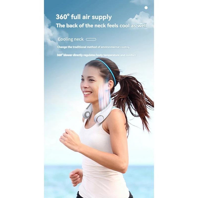 1200mah Mini Neck Fan Portable No Bladeless Hanging Neck Rechargeable Air Cooler 3 Speed Mini Summer Outdoor Sport Fan