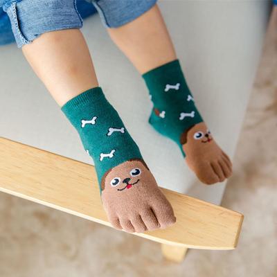 1 paire de chaussettes tricotées à cinq doigts, motif animal, pour bébés, filles et garçons, en coton, mignonnes, pour l'hiver, du 4 au 12 ans