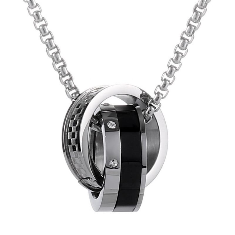 Minimalist Double Ring Buckle Pendant Necklace Unisex Street Hip Hop Personalized Jewelry