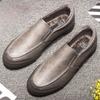 Soft Black Moccasin Velvet Round Toe Men's Leather Shoes Flat Loafers Male Casual Shoe Elegant Common Size 45 Legitimate Social
