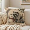 Japanese Raccoon Ramen Cushion Cover Breathable Short Plush Pillow Case Machine Washable Wrinkle-Resistant Soft Durable