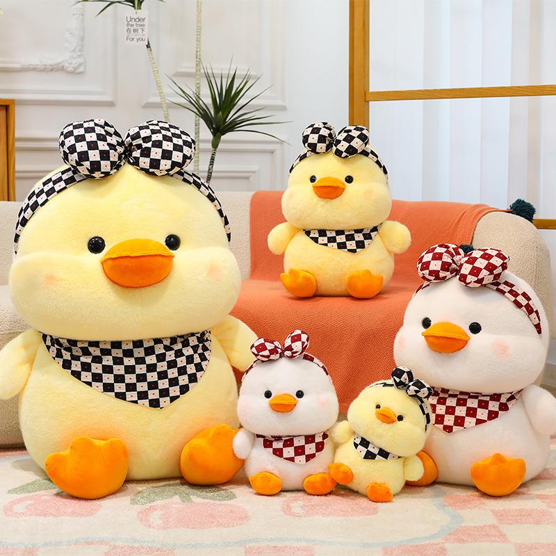 Scarf little yellow duck plush toy chubby bow little duck doll rag doll throw pillow