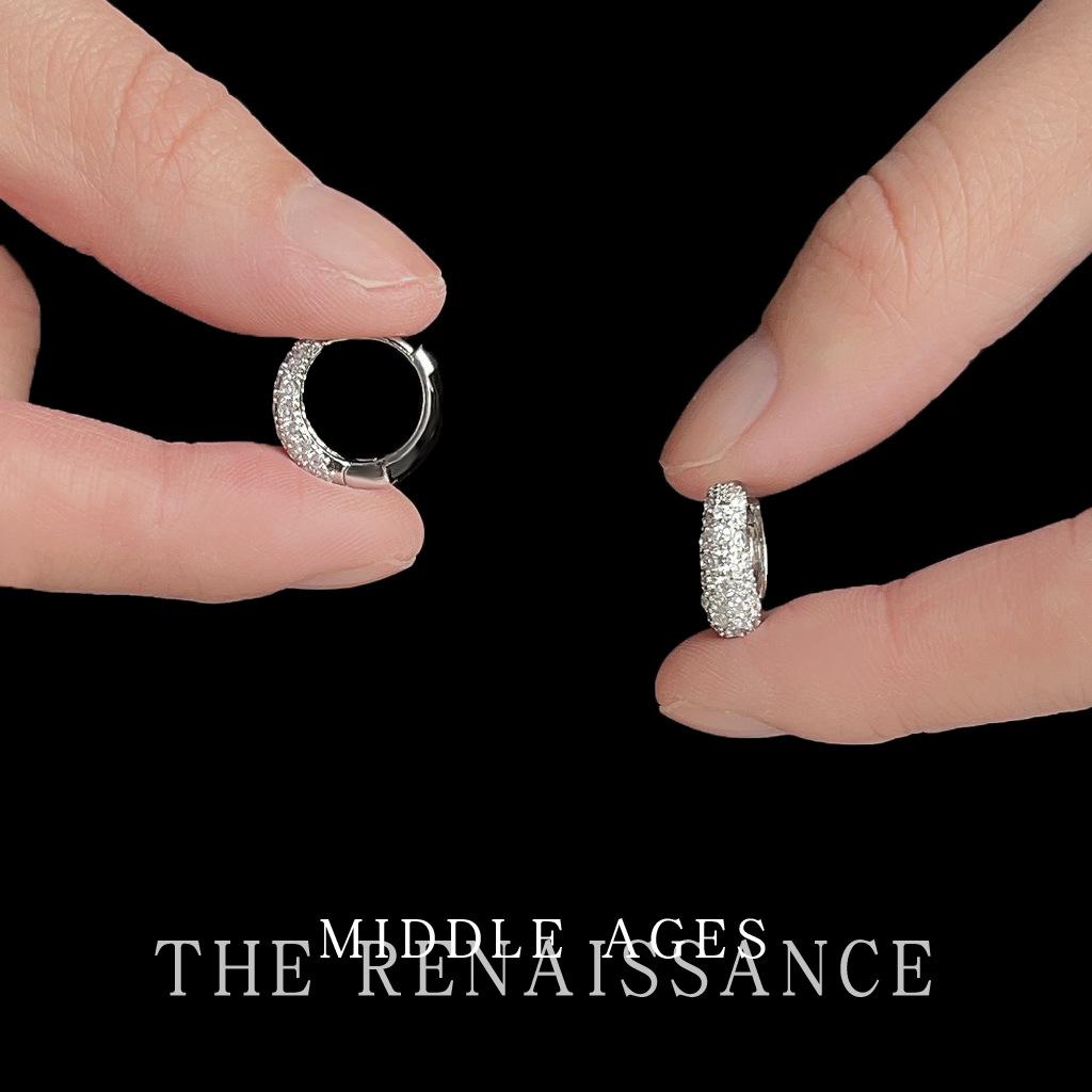 Full of zircon ear buckles French retro simple commuter earrings for women