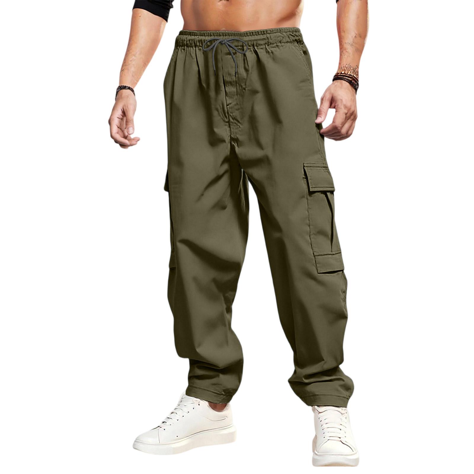 

Casual Sports Pants Men s Loose Leggings Long Panel Fitness Running Training Pants L армія зелений колір