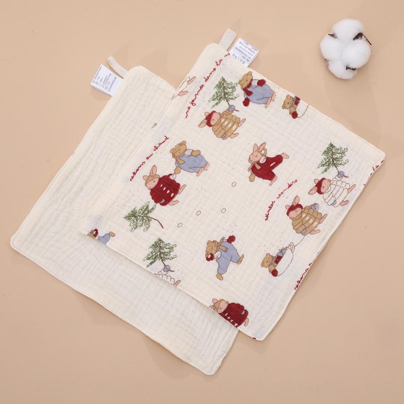 Baby Four-Layer Crepe Cotton Handkerchief - Printed Gauze Towel for Children