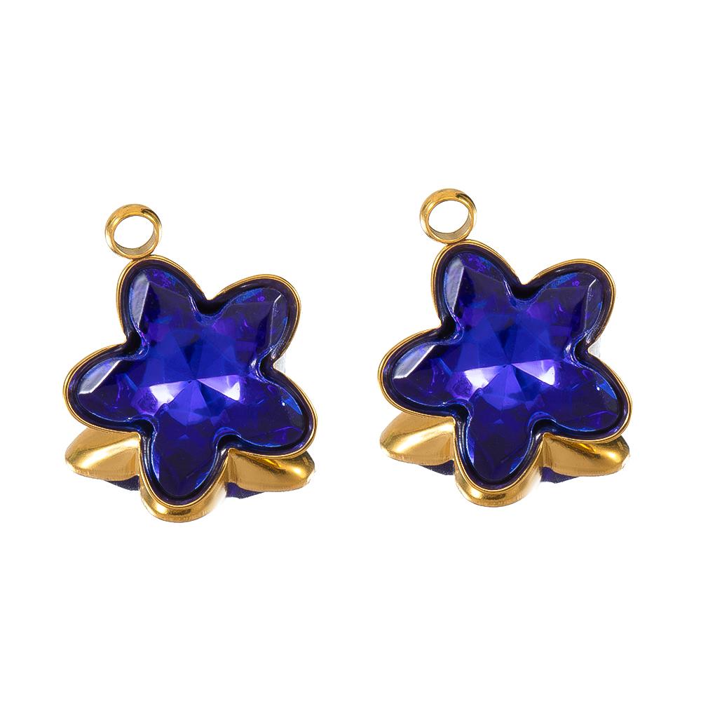 5pcs Colorful Crystal Charms Stainless Steel Geometry Oval Star Flower Charm Earrings Pendants for DIY Necklace Jewelry Findings