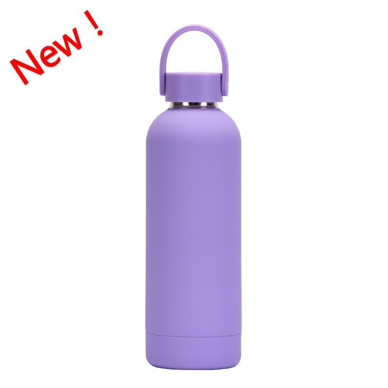 Double-Layer Stainless Steel Vacuum Insulated Travel Mug With Carrying Handle - 500ml Portable Outdoor Water Bottle