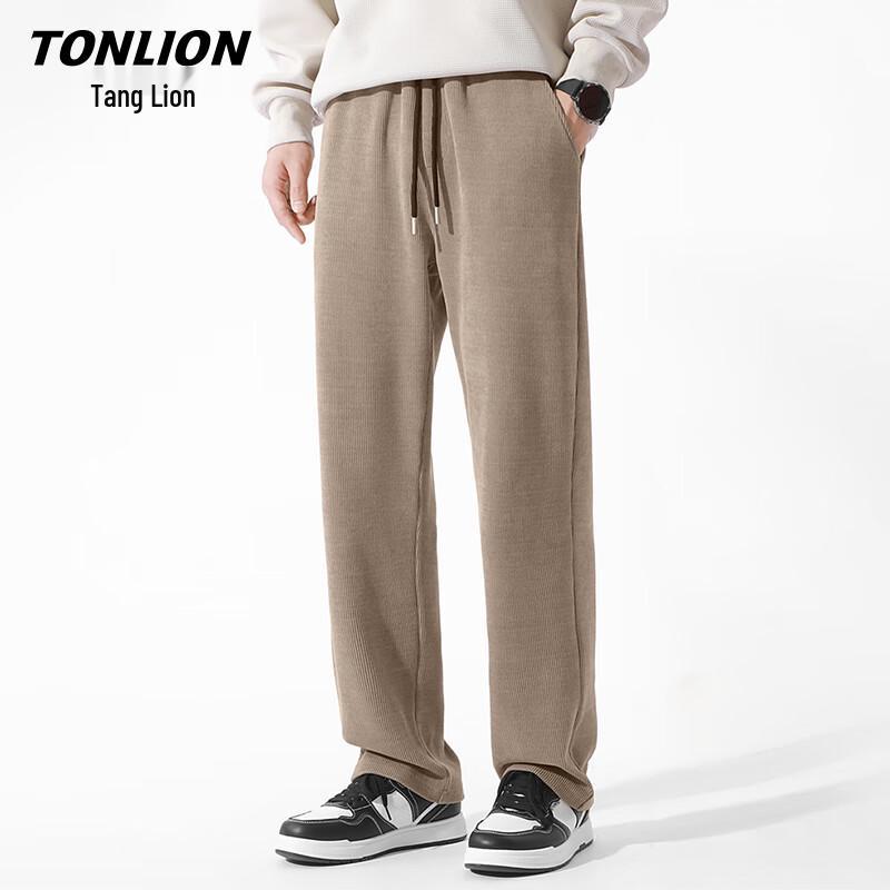 TonLion Men's Fleece-Lined Straight-Leg Casual Pants