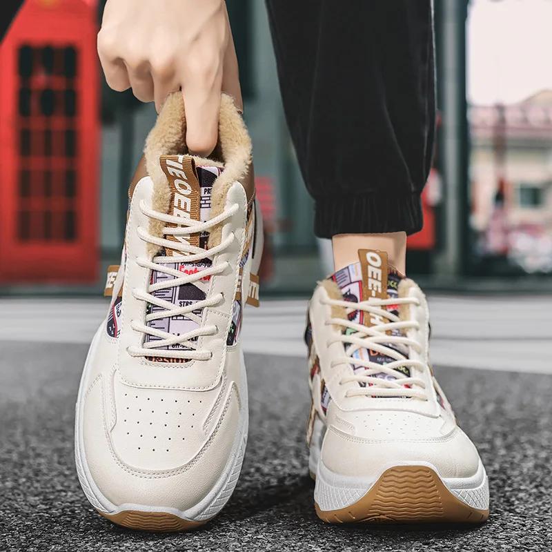 Mens Luxury Sneakers 2024 Winter Warm Platform Boots Mens Stylish Plus Velvet Designer Shoes Comfortable High Top Sports Boots