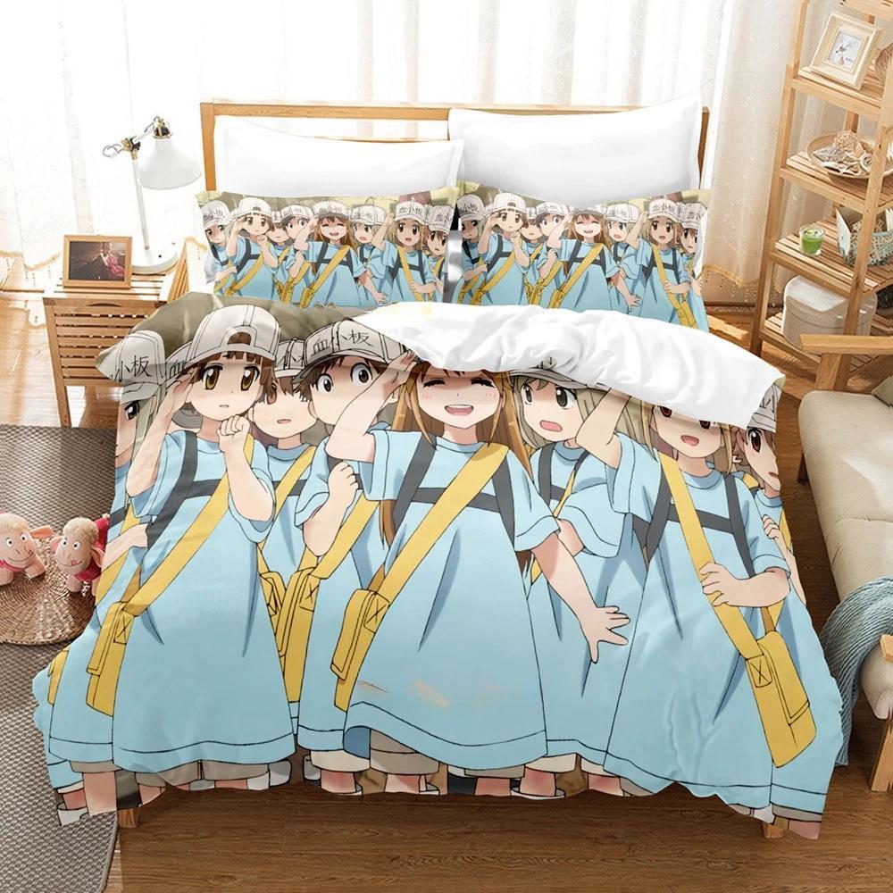 

Comforter 3D Print Anime Cells At Work!Bedding Set Single Twin Full Queen King Size Bed Set Adult Kid Bedroom Home Textile Comforter (quilt)-EU Single(135*200cm)3pcs