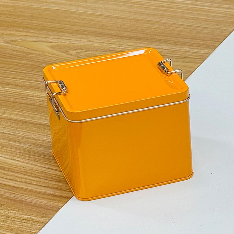 Quadratische Blechdose Keksdose mit Deckel Staubdicht Heimküche Desktop Aufbewahrungsblech Langlebige Schnalle Eisenbox
