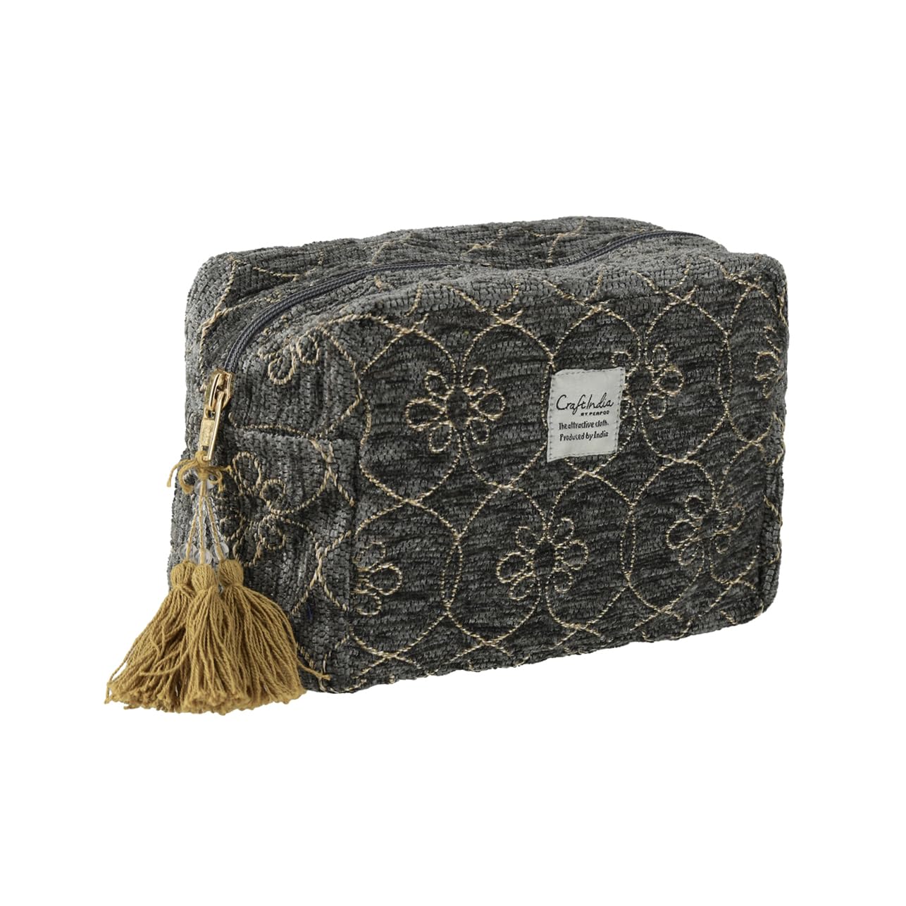 Friends Hill Craft India Gusseted Pouch, Lumira, Gray, BW-154-68