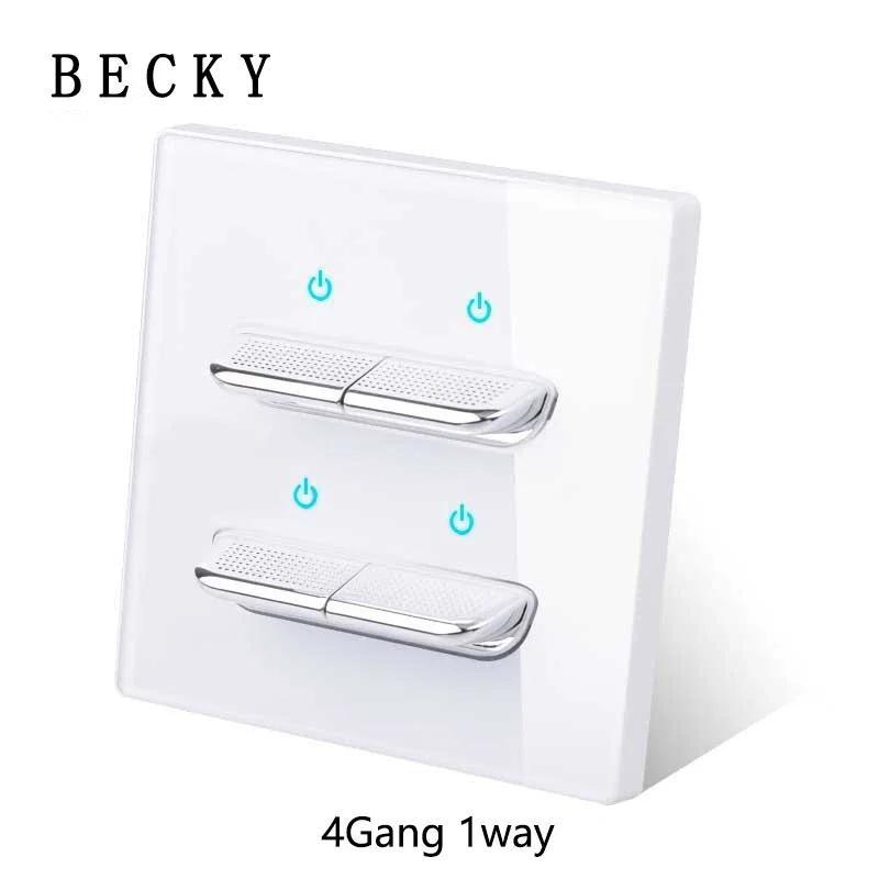 White Tempered Glass Wall Switch Panel Led European 16a Socket Retro Toggle Light Switch Eu Uk Standard 2usb Socket 1Gang-4gang