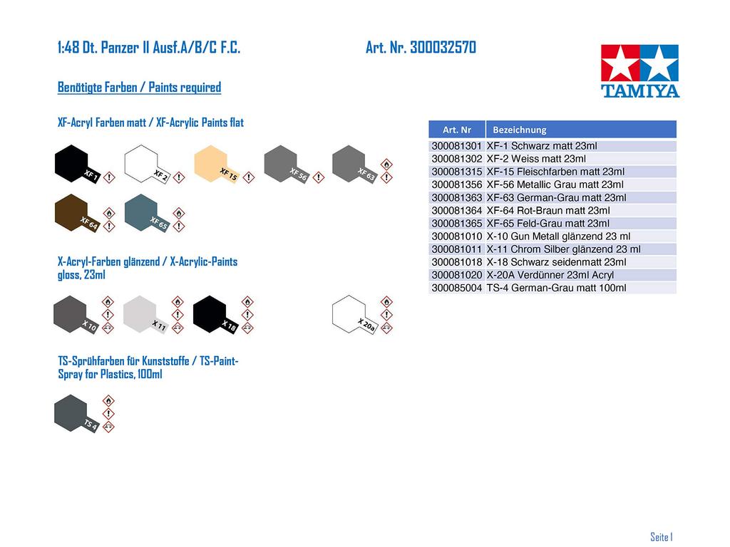 Tamiya Military Miniature Series 70 German Army Panzer II French Front Plastic Model Kit 32570 1/48 No. Ausf. A-C