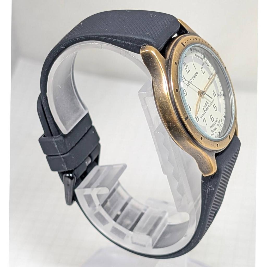SEIKO ALBA FEED GEAR Battery and Strap Working Men's Watch, Replaced, Condition, U-01