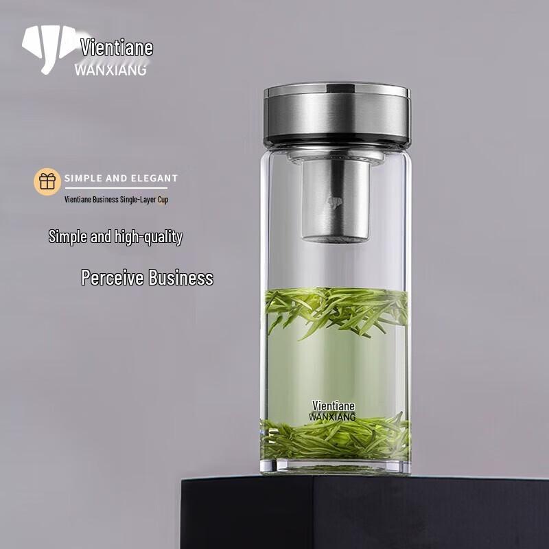 WANXIANG Thickened Borosilicate Glass Water Bottle with Tea Infuser