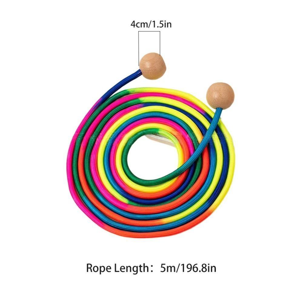 Wooden Ball Handle Anti-Slip Jump Rope 5m Length Multiplayer Jump Rope Group Activities