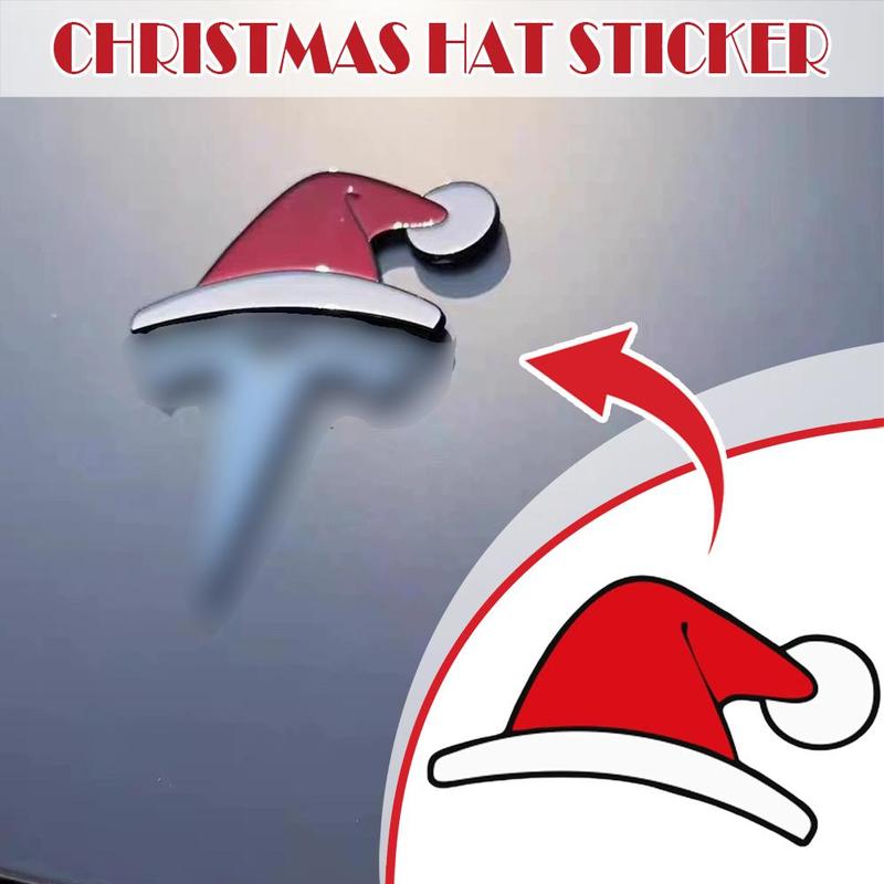 Car Creative Christmas Hat Sticker For Tesla Glass Window Decoration Stickers Car Accessories