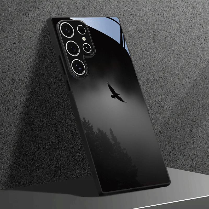 Black Eagle Tempered Glass Phone Case for Samsung Galaxy S26 S25 S24 S23 Ultra S22 Ultra S20 Ultra 56 A72 A73 5G