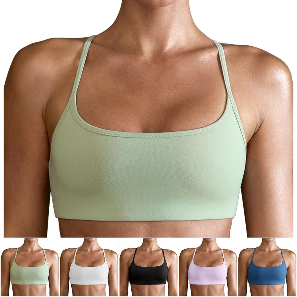 Women's Sports Bra Padded Cross Back Backless Sports Bra For Yoga Fitness