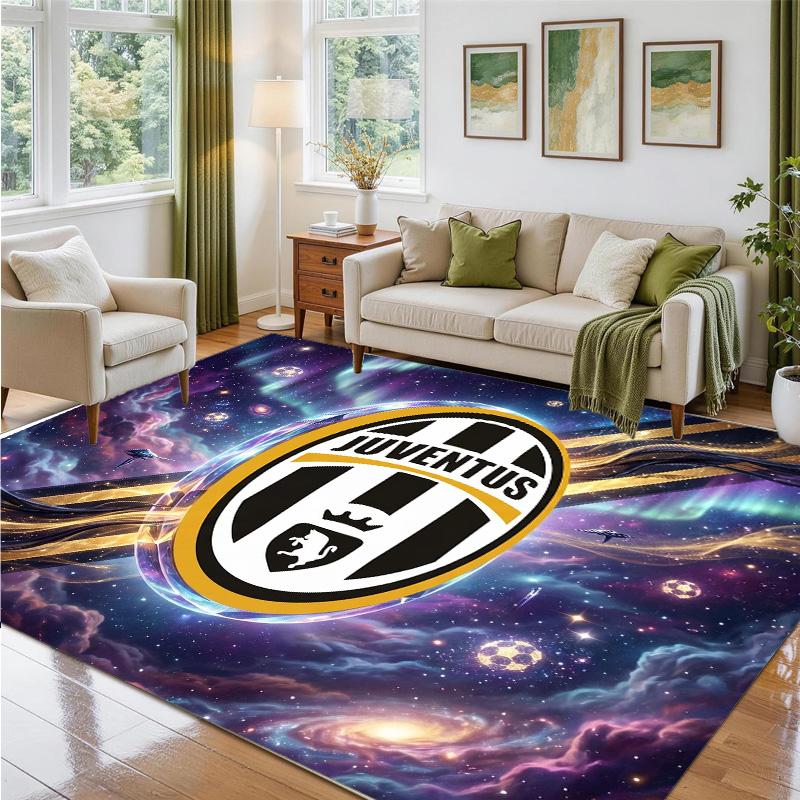 Juventus FC Design Crystal Velvet Rug Soft Decorative Mat for Bedroom Entrance