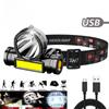 Faro LED ricaricabile tramite USB COB, luce da campeggio per esterni, torcia elettrica portatile, torcia da testa per la pesca, luci da lavoro potenti