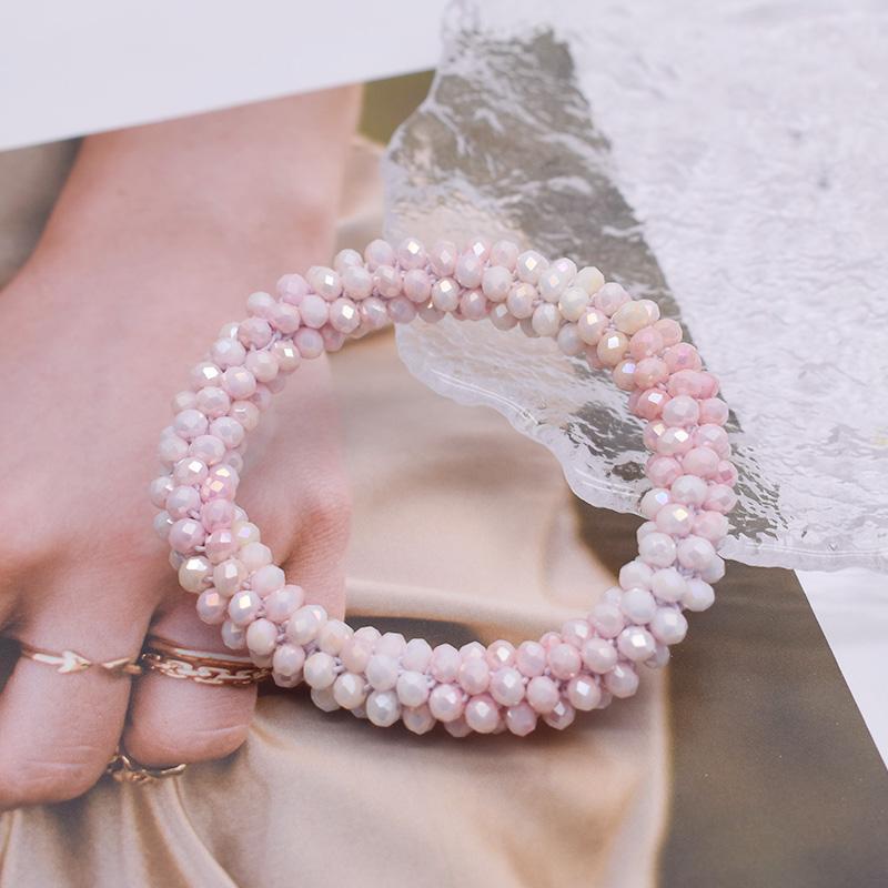 Trendy Bead Bracelet Elastic Handmade Strand Bracelets for Women Gift New Hair Accessory Glass Beads Bracelet