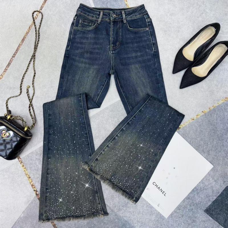 High Waist Black Micro Flare Jeans for Women - Slimming Stretch Pants with Frayed Edges