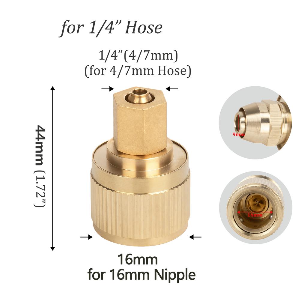 Brass Garden Hose Quick Connector Water Pipe Tap Adaptor Fitting for 1/2"3/4"3/8"1/4" Irrigation Tube Water Stop Repair Joints