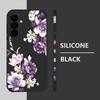 S25 Ultra Case Purple Peony Flower Cover For Samsung Galaxy S24 S22 Ultra S23 Plus S21 FE A54 A15 A35 A55 A16 A36 A56 5G Capa
