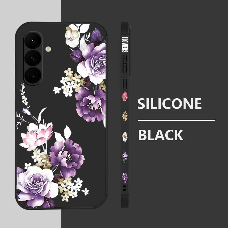 S25 Ultra Case Purple Peony Flower Cover For Samsung Galaxy S24 S22 Ultra S23 Plus S21 FE A54 A15 A35 A55 A16 A36 A56 5G Capa