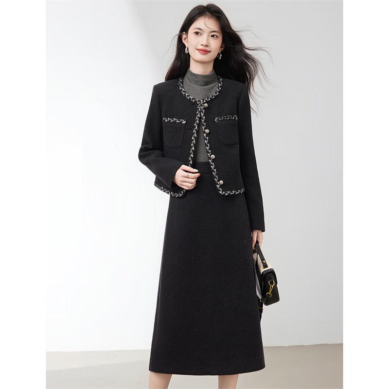 Xinfei Yu Merino Wool Tailored Jacket & Skirt Set