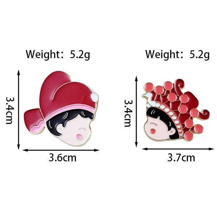 Festive Red Avatar Cartoon Brooch: Wedding Dress Accessories & Creative Alloy Badge