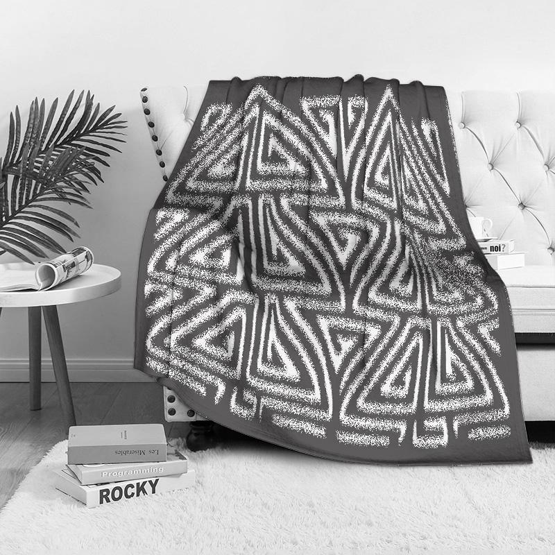 Geometric Pattern Blanket Abstract Triangle Design Throw Blanket Sofa Bed Bedding Home Decor Gift